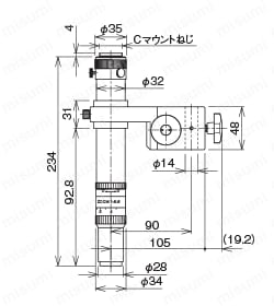 モニター観察用鏡体ユニット 外形図2