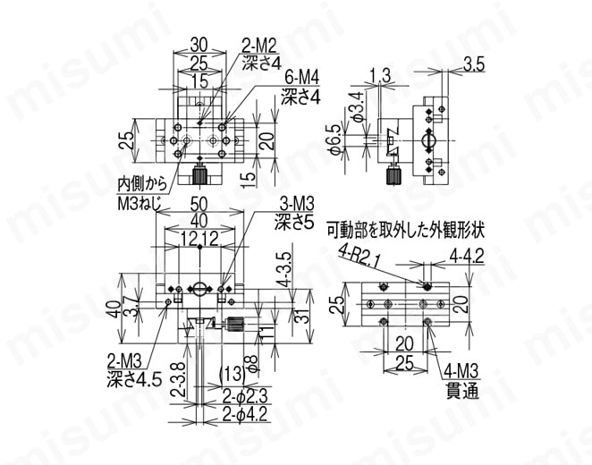 スライド操作式アリ溝ステージ １軸 スライド操作式アリ溝ステージ – 株式会社ミラック光学