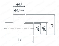 ドレンパイプ T型チーズ用保温材 外形図