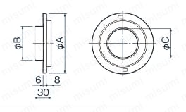 エアコン配管副部材 NEW貫通スリーブ用ウォールキャップ 外形図