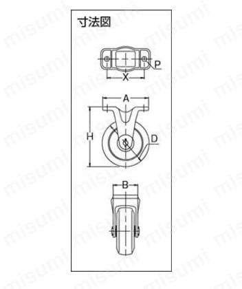 鋳物キャスター（ゴム車輪）固定式 | 京町産業車輌 | MISUMI(ミスミ)