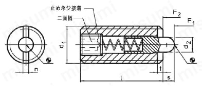 スプリング・プランジャ 六角穴付 22060タイプ 外形図