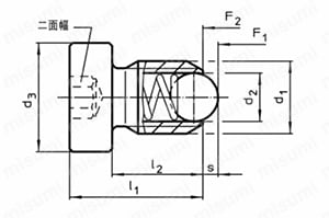 スプリング・プランジャ ボール、ヘッド、六角穴付 外形図02
