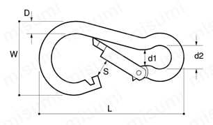 カラビナフック（スタンダード型） 外形図