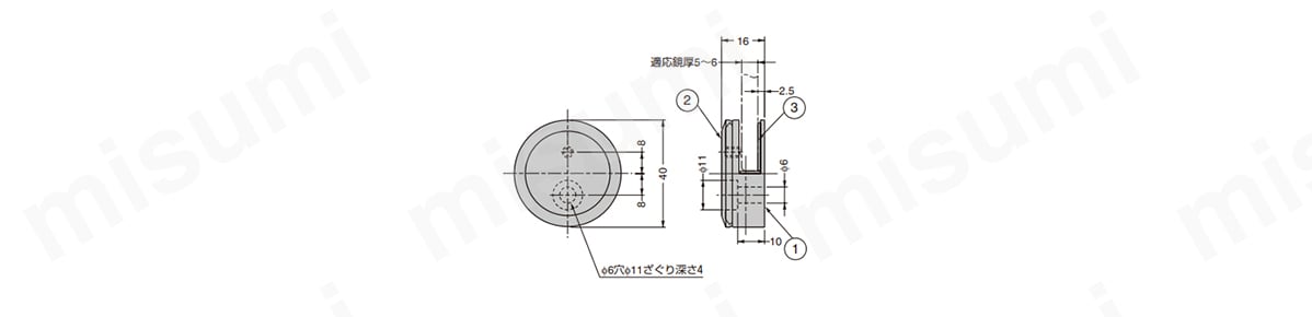 ステンレス鋼（SUS316）製鏡押え ZL-3102-40 スガツネ工業 MISUMI(ミスミ)