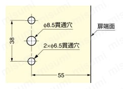 表示器付ラッチ錠 14-3476-02-028 取付加工図