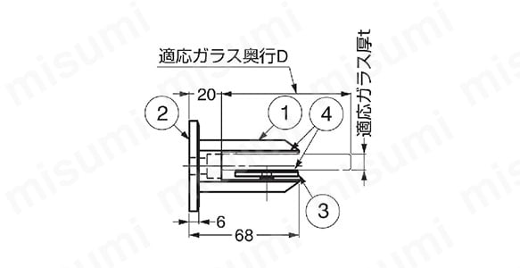 Zwei L ステンレス鋼（SUS316）製ガラスクランプ ZL-2203