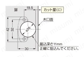 スライド丁番 M100 96°開き 9mmかぶせ 軽量扉用 扉加工