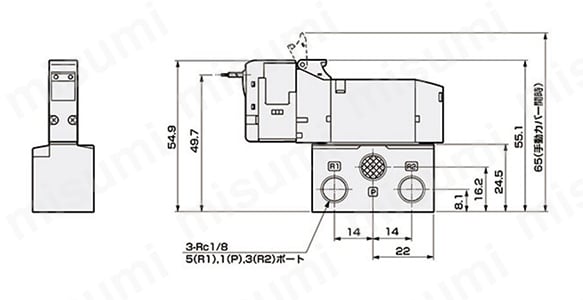 4GE1シリーズの外形寸法図
