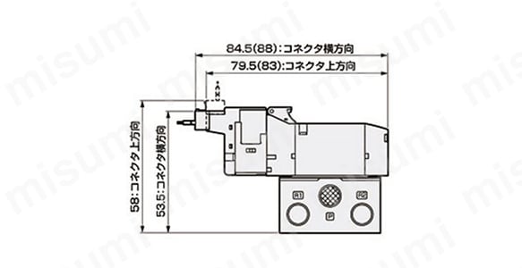 E形コネクタタイプ（E）の外形寸法図