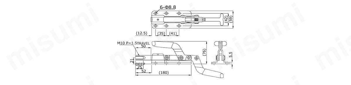 横押型クランプ NO.SL350の寸法図