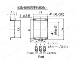 フルカラー照明 RGBシリーズ OPSM-45X45RGB外形図