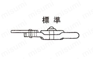 C型止め輪（軸用）プライヤー 標準先端の寸法図
