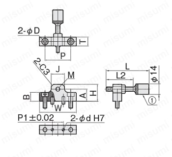 リニアストッパー　ウレタンボルト付　ＬＳＺ－Ｎ－Ｕ　形状② 外形図01