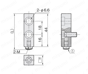 リニアストッパー　ストッパーブロック　ＳＢＡＳ　（ボルトＲ） 外形図