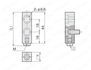 リニアストッパー　ストッパーブロック　ＳＢＣＳ　（ボルトＦ） 外形図