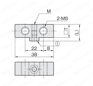 リニアストッパー　ストッパーブロック　SBDH　（ボルトF） 外形図