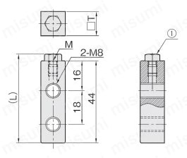 リニアストッパー　ストッパーブロック　ＳＢＤＳ　（ボルトＦ） 外形図