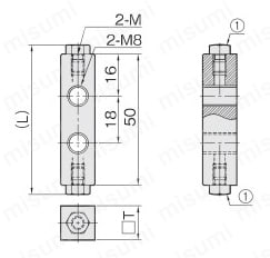 リニアストッパー　ストッパーブロック　ＳＢＤＷ　（ボルトＦ） 外形図