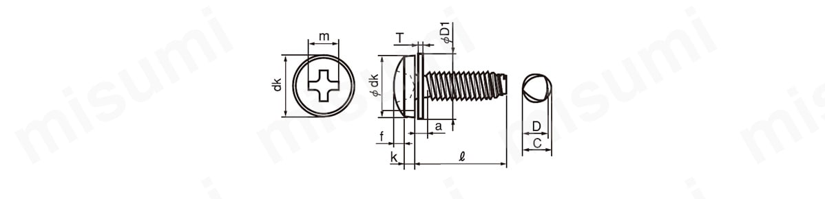 鉄 サンコータイト プラス Sタイプ バインド P=1（JIS Ｗ組込） 寸法図