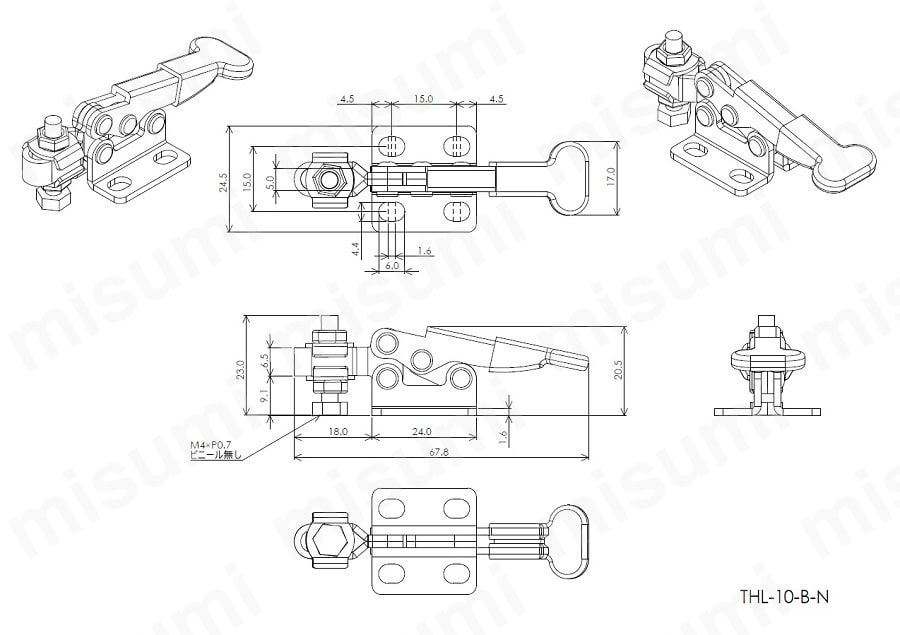 トグルクランプ－ハンドル横型 THL-10-B-N:関連画像