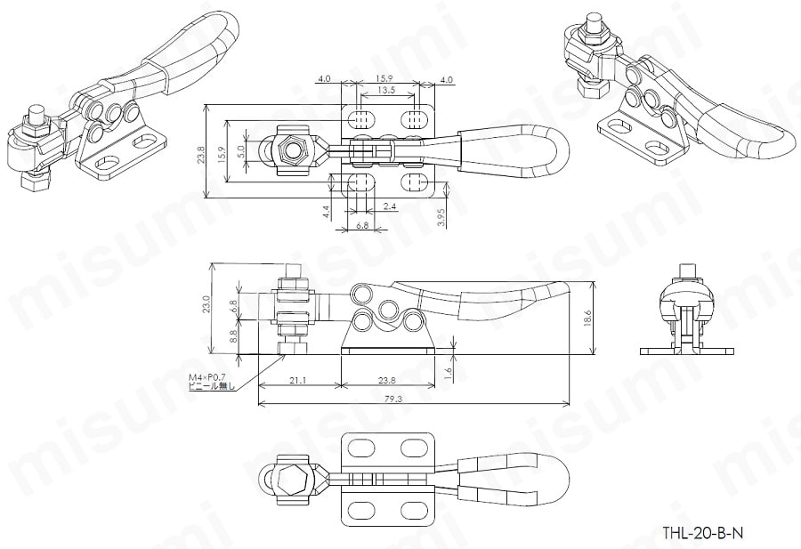 トグルクランプ－ハンドル横型 THL-20-B-N:関連画像