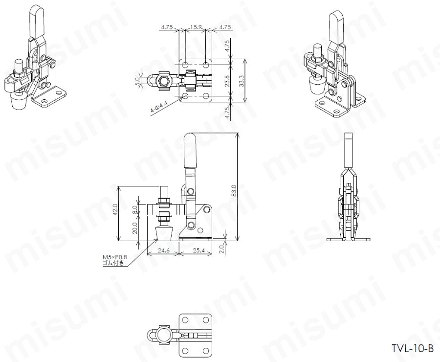 トグルクランプ－ハンドル立型 TVL-10-B:関連画像