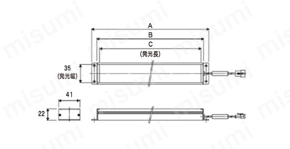 TLWA-4型（取付耳有り）の外形寸法図