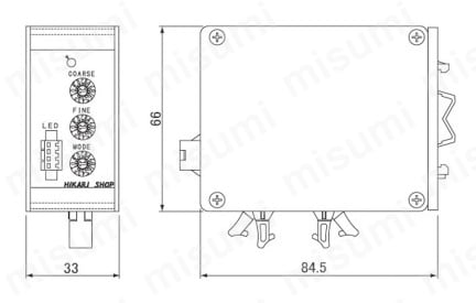 PWM制御電源（DINレール取付） 外形図01