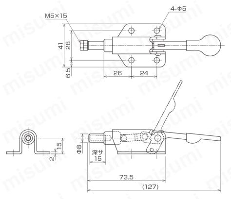横押し型トグルクランプ ISK-070 外形図