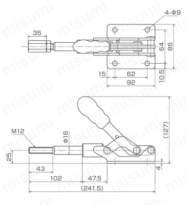 横押し型トグルクランプ ISK-50A0／50B0 ISK-50B0外形図