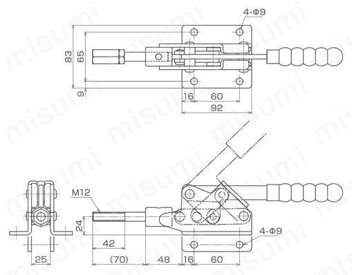 横押し型トグルクランプ ISK-51BM0／51BSM0 外形図