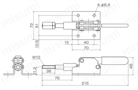 横押し型トグルクランプ ISK-51BXS0 外形図