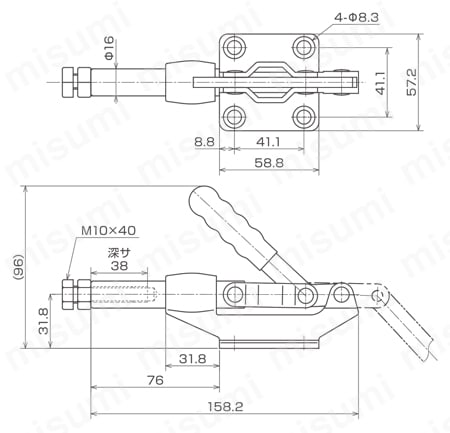 横押し型トグルクランプ ISK-SL1000／2000／3000 ISK-SL2000外形図