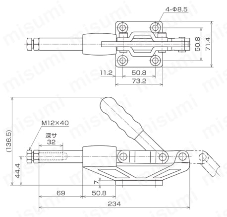 横押し型トグルクランプ ISK-SL1000／2000／3000 ISK-SL3000外形図
