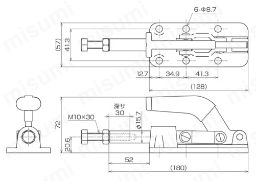 横押し型トグルクランプ ISK-SL3500 外形図
