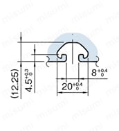 Line8 ストラットプロファイル エコノミー型 40X40（1列溝X1列溝 4面溝）（SPE） A詳細図