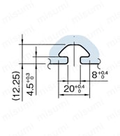 Line8 ストラットプロファイル 40X40（1列溝X1列溝 4面溝）（SPH） A詳細図