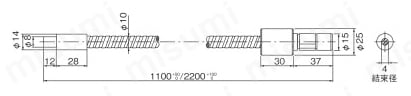 ストレートライトガイド MSG／Pシリーズ MSG4-1100S/MSG4-2200S/MSP4-1100S/MSG4-1100S-RM/MSG6-2200S-RM外形図