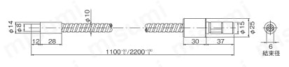 ストレートライトガイド MSG／Pシリーズ MSG6-1100S/MSG6-2200S/MSG6-1100S-RM/MSG6-2200S-RM外形図