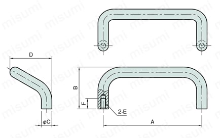 Line5 ラウンドハンドグリップAL（HGR-R） 外形図