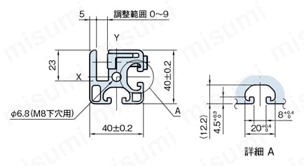 Line6・8 クランププロファイル CPL CPL4040N外形図