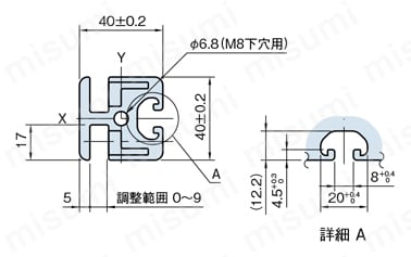 Line6・8 クランププロファイル CPL CPL4040N2外形図