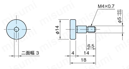 同心ボルト 5/6・6・10・14（DE-BL-C） DE-BL5/6-C外形図