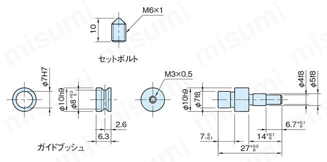 同心ボルト 5/6・6・10・14（DE-BL-C） DE-BL6-C外形図