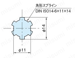 直線スライドパーツ スプラインシャフト（DE-SS） 外形図