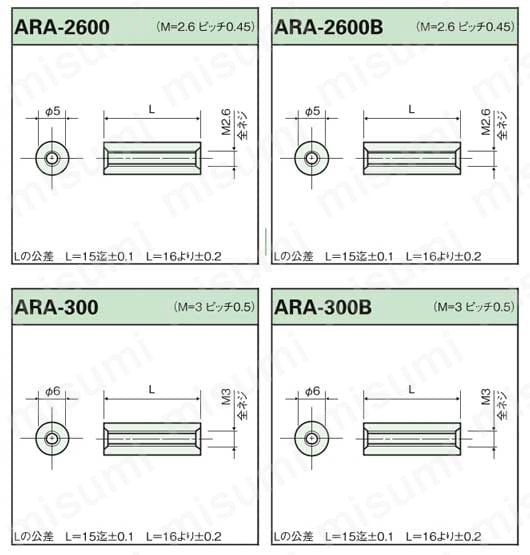 ABSスペーサー（丸型） ARA/ARA-B 外形図1