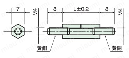PPSスペーサー（六角両オネジ絶縁型） NSP-E/NSP-WE　外形図_400WE画像