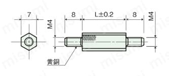 PPS スペーサー（六角両オネジ導通型）/ESP-E 外形図2