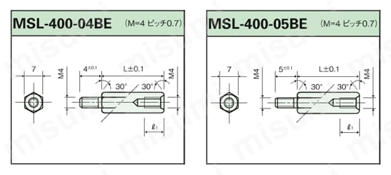 アルミスペーサー（六角） MSL-E/-KE/-BE 外形図6